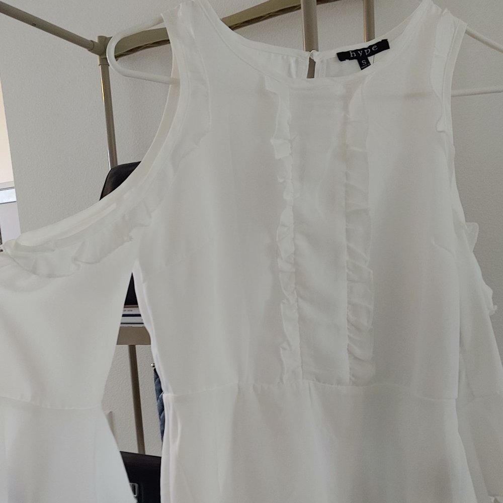 Cold Shoulder Ruffle Blouse Cream, Ivory